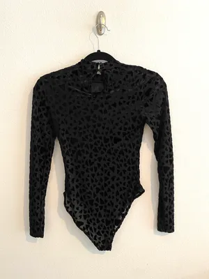Black High Neck Velvet Bodysuit thumbnail 3