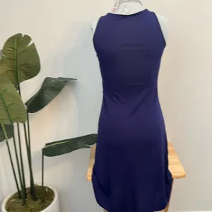Loft mid length blue dress size 0 thumbnail 3