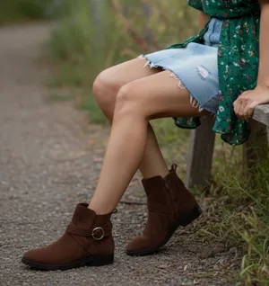 See by Chloé Lyna Suede Ankle Boots Brown Gold Buckle Women’s Size 40.5(US 10.5) thumbnail 1