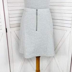Michael Michael Kors Striped Knit Panel A-line‎ Skirt White Grey 4 thumbnail 4