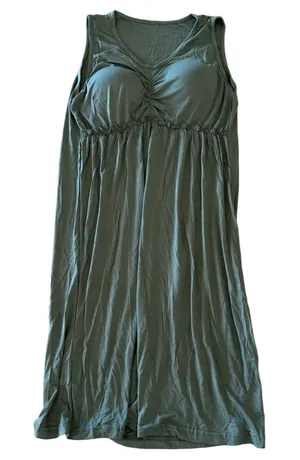 Women's Built In Removable Pads Bra Green Sleeveless Dress Size M #260307 thumbnail 1
