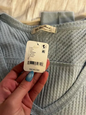 Free People Light Blue Sweater Top thumbnail 4
