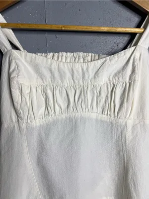 Free People Azasia Minidress in Ivory. Size Large Cotton, dropped waist thumbnail 6
