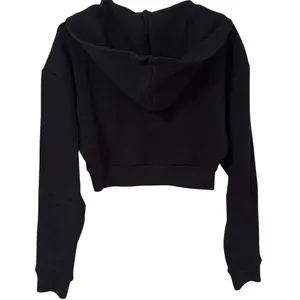 NWT WeWoreWhat Cropped Half Zip Fleece Cotton Hoodie Long Sleeve Small Black thumbnail 6