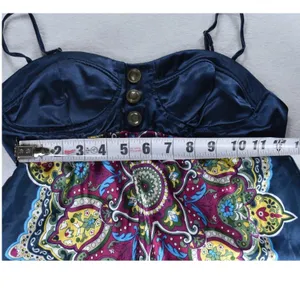 Candies Navy Blue Paisley Satin Handkerchief Hem Bustier Camisole Top Small thumbnail 5