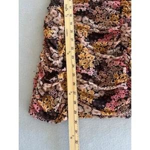 Ultra Flirt Bodycon Mini Dress Small Multicolor Floral Ruched Mesh Tie Front thumbnail 7
