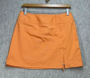 Express Orange Cotton Blend Zip Front Mini Skirt Size 6 Y2K‎ Bright Preppy thumbnail 1