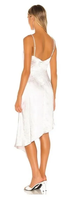 NWT ELIATT Satin Jacinda Rhinestone Asymmetric Cocktail White Dress Sz M thumbnail 1