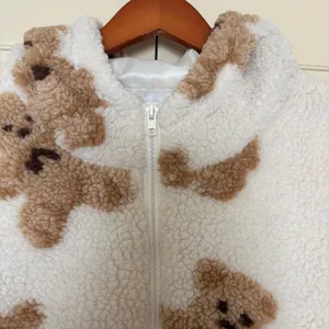 Aelfric Eden Women’s Bear Print Puffer Jacket - Cream and Brown thumbnail 4