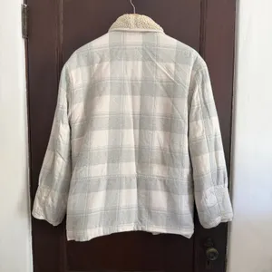 FREE PEOPLE | Woodlands Gray Plaid Flannel Sherpa Lined Jacket | Extra Small thumbnail 3