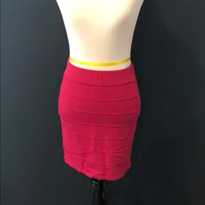 Red Bandage Bodycon Mini Skirt Stretch Fitted Going Out Size Medium thumbnail 4
