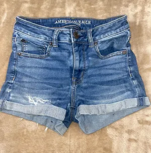 American Eagle Outfitters Medium Blue Denim Cuffed Shorts thumbnail 1