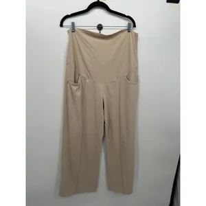G4free 2 Pack Maternity Wide Leg Yoga Pants Gray Beige Size 2XL thumbnail 5