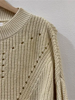 Spiritual Gangster Cream Cotton Cashmere Harper‎ Women's Cropped Sweater Size M thumbnail 5