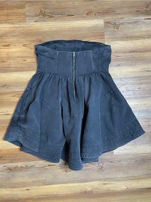 Free People Candace Corset Mini Dress Medium Black Denim Strapless Babydoll Goth thumbnail 4