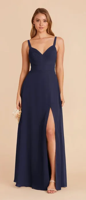 Deborah Chiffon Birdy Grey Dress in Navy Size XL thumbnail 1