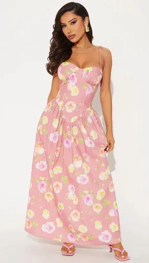 Pink Corset Midi Dress thumbnail 1