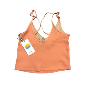 Vuori Women’s Rib Crop Tank Cropped Athletic Top Color Light Cinnamon Medium New thumbnail 2
