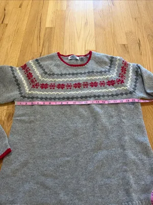 Vintage Y2K Old Navy 100% Lambswool Fair Isle Snowflake Crewneck Sweater Sz XL thumbnail 4