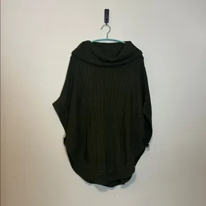 Talbots Cable‎ Knit Cowl Neck Poncho Olive Green Size XS NWT thumbnail 2