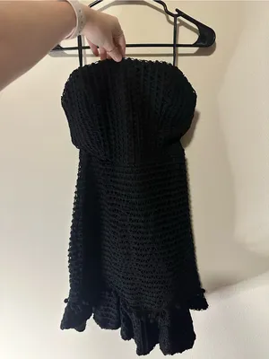 NWT hello Molly chase that feeling dress mini black size Medium boho crochet thumbnail 3