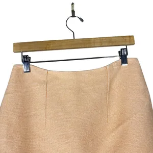 Mango Textured Woven Mini Skirt Solid Peach Preppy Cotton Linen Blend Size M thumbnail 2