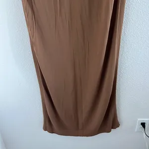 Zara Brown Neutral Light Semi Sheer Boat Neck Dress Small thumbnail 6
