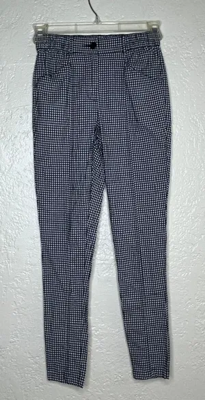 Urban Outfitters Gingham High Waisted Skinny‎ Pants Black White XS Elastic Waist thumbnail 1