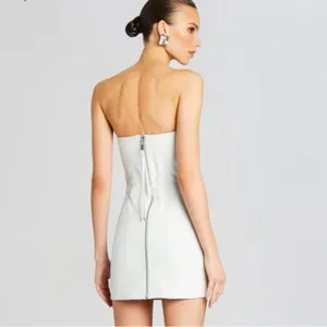 Retrofête Amberly Leather‎ Dress in Optic White Size M NWT Snakeskin Mini Lace thumbnail 3