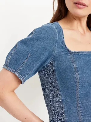 Old Navy Square-Neck Denim Cropped Top thumbnail 1