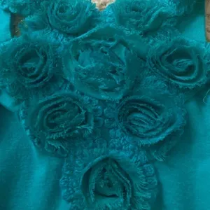 Celebrity Pink turquoise green halter top/dress. Handmade flowers . Size Large. thumbnail 3