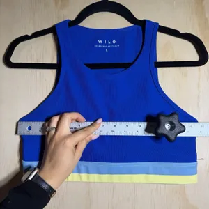 WILO Active Sports Bra Womens Large Blue Colorblock Athletic Yoga Gym Racerback thumbnail 5