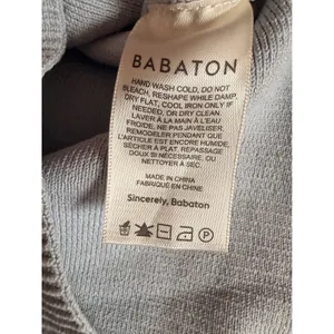 Babaton Sculpt Knit Square Neck Crop Top Light Blue Ribbed Short Sleeve Medium M thumbnail 7