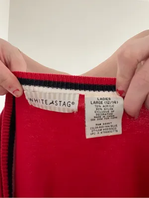 White Stag Patriotic Red & Blue Star Stripe V-Neck Knit Top thumbnail 4