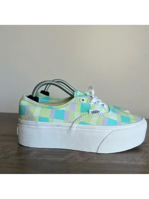 VANS NEW Women's Stac Pastel Plaid Checkerboard Platform Shoe Size 6.5 #1104 thumbnail 2