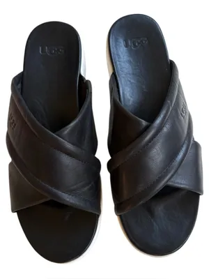 EUC UGG Leather Zanyne Criss Cross Sandals Black Size 9 thumbnail 1