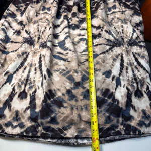Simply Vera Vera Wang Skirt XL Tan Navy Tie Dye‎ Elastic Waist Midi A-Line thumbnail 5