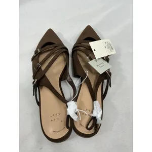 Womans New A New Day Twiggy Strappy Sling back Flats Size 10 Brown Pointed Toe thumbnail 3