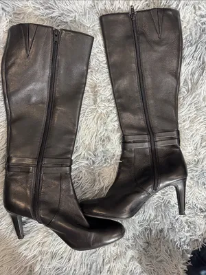 ANTONIO MELANI Black Leather Knee-High Heeled Boots thumbnail 1