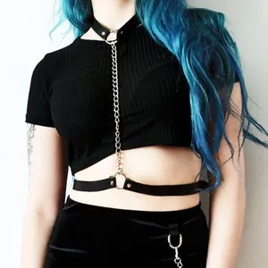 Black Harness Chunky Chain Belt New thumbnail 1