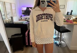 Sportsgirl Cream Zip-Up Sweatshirt with Multicolor Logo thumbnail 3
