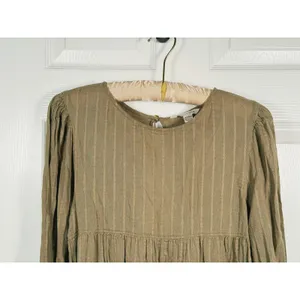 American Eagle Womens Tiered Peasant Top XS Olive Green Boho Granola Earthy Fall thumbnail 5