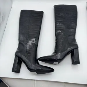 INC International Concepts Paiton Black Croc Embossed Tall Heeled Boots Women 8M thumbnail 12