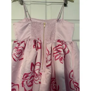 Maeve Anthropologie Baby Doll Pink Satin Floral Dress Spring Summer thumbnail 4