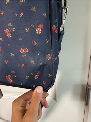 Navy Floral Travel Weekender Bag with Brown Trim thumbnail 9