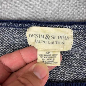 Denim & Supply Ralph Lauren Sweater Womens Small Blue Floral Crew Neck Knit thumbnail 4