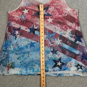 Vocal USA Tank Top Womens Large Red Blue USA American Flag Stars & Stripes Knit thumbnail 5