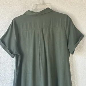 Lulu’s Olive Green Lace-Up Utility Mini Shirt Dress Short Sleeve Size Large thumbnail 10