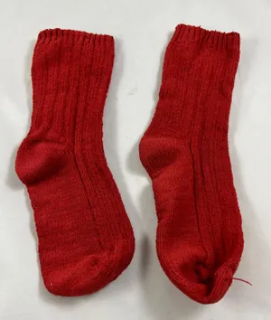 Short Red Ribbed Socks thumbnail 1