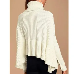 Free People Layer Cake Cable Knit Cream Tiered Ruffle Chunky Sweater Medium thumbnail 11